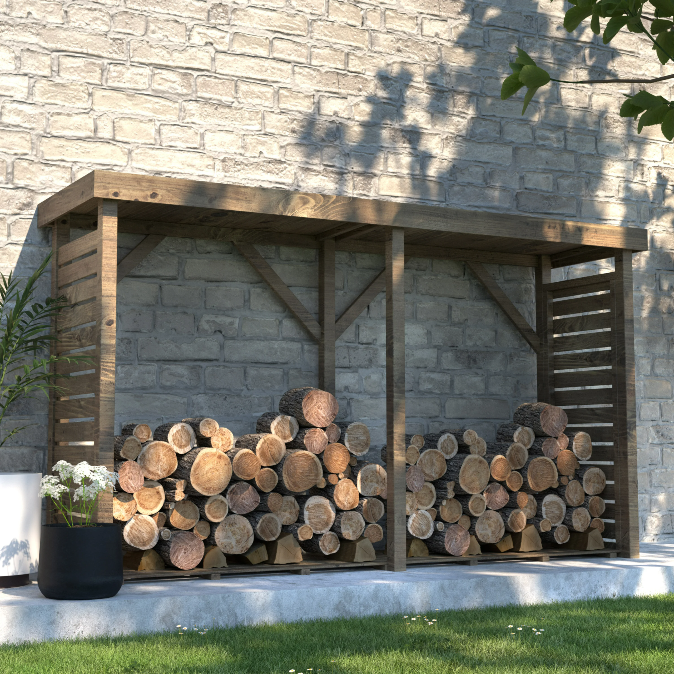 abri à bûches bois cerland dallas xxl — 320 cm grand stockage extérieur abri à bûches bois cerland dallas xxl — 320 cm grand stockage extérieur